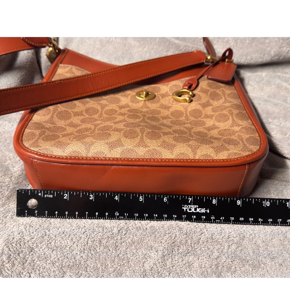 Coach Chaise Crossbody Bag Signature Coated Canvas Leather Tan Brown C8487 - Picture 7 of 15